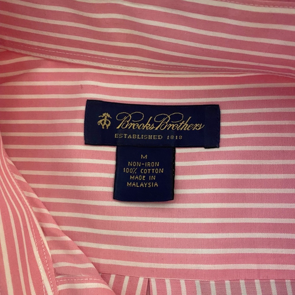 Brooks Brothers Mens Lot of 2 Striped Non-Iron Cotton Button Down Shirts Pink M - Picture 4 of 6